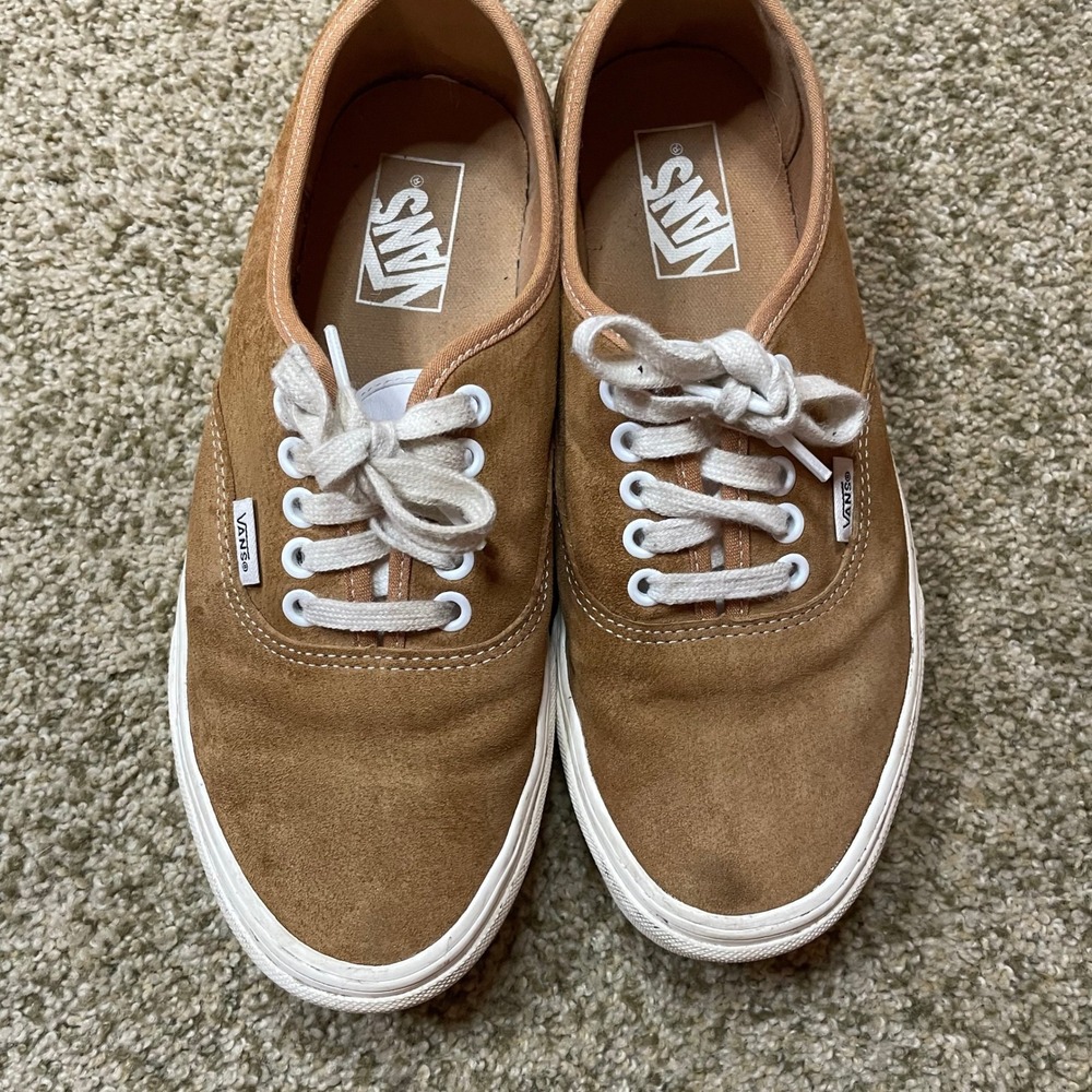 Vans Authentic Suede Skate Shoes Tan Brown Water Repellent Mens 7.5 Womens 9